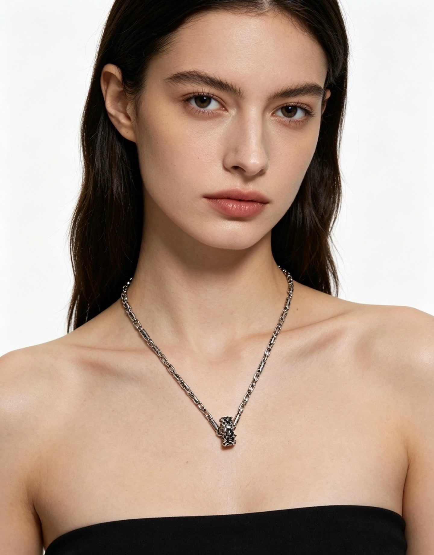 Louis Vuitton Silver Chain Necklace with Flower Clasp